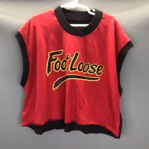 Footloose Retro Red Black Crop Top S / M Movie Dance 80s